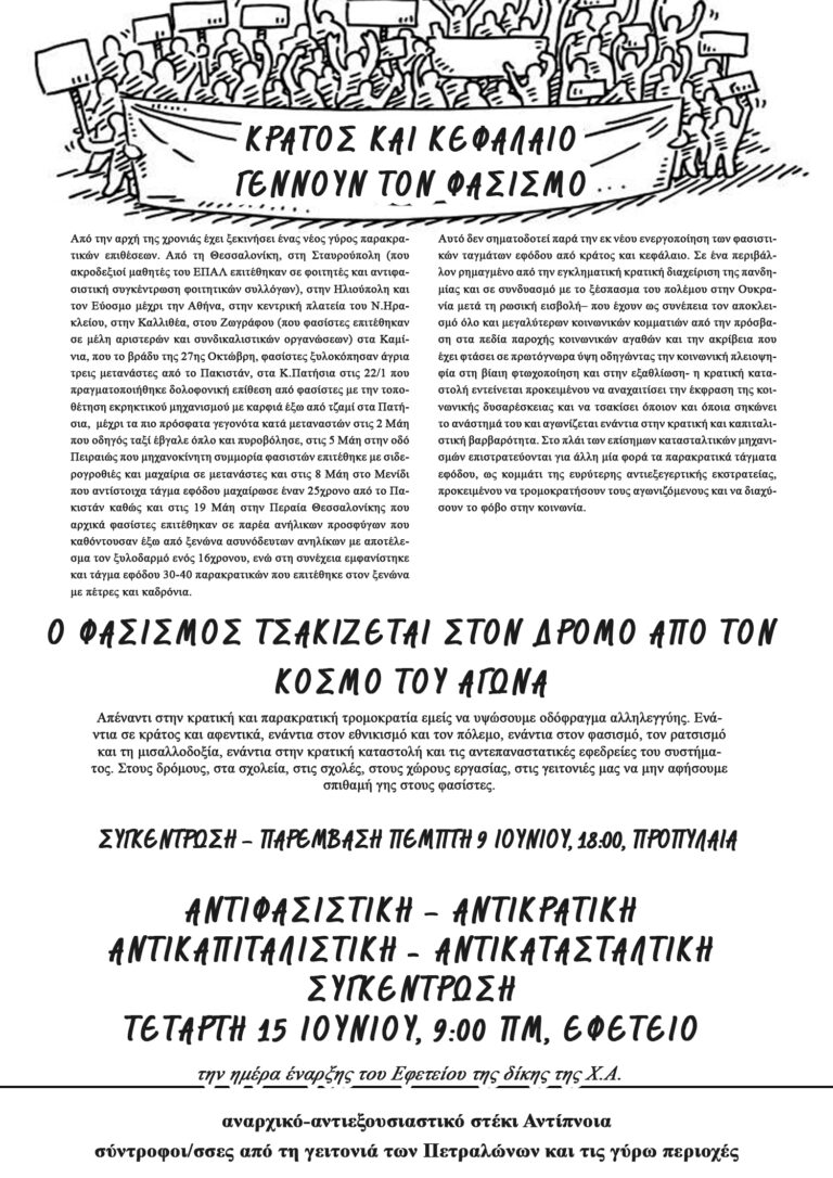 [Αφίσα] Κράτος και κεφάλαιο γεννούν τον φασισμό
